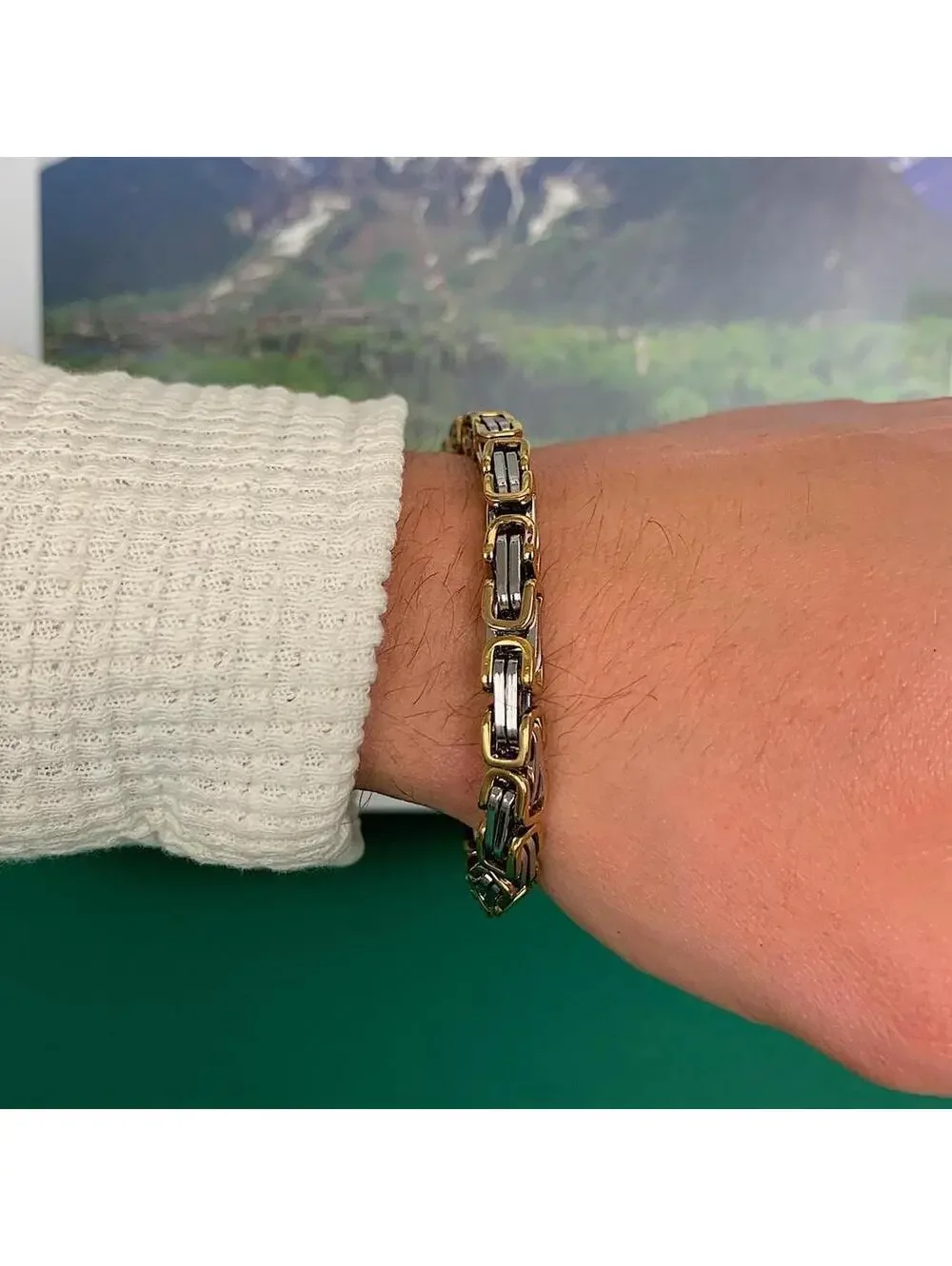 Vintage Y2K Gold Silver Stainless Steel Steel Bracelet